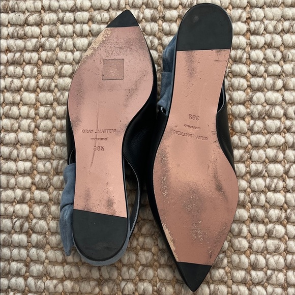 Gray Matters Black and Blue Leather Slingback Flats - Picture 7 of 8